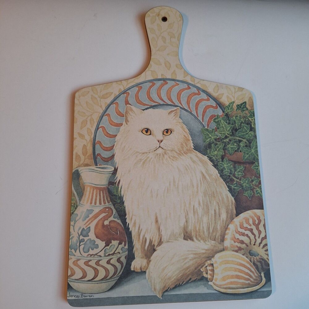 Wilscombe Melamine Cat Cutting Board Jenny Barron White Persian Made in England